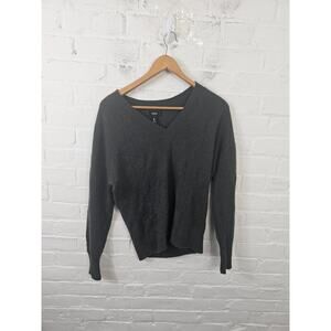 Aqua Women's V-Neck Knit Pullover Sweater Long Sleeve Black Size Small